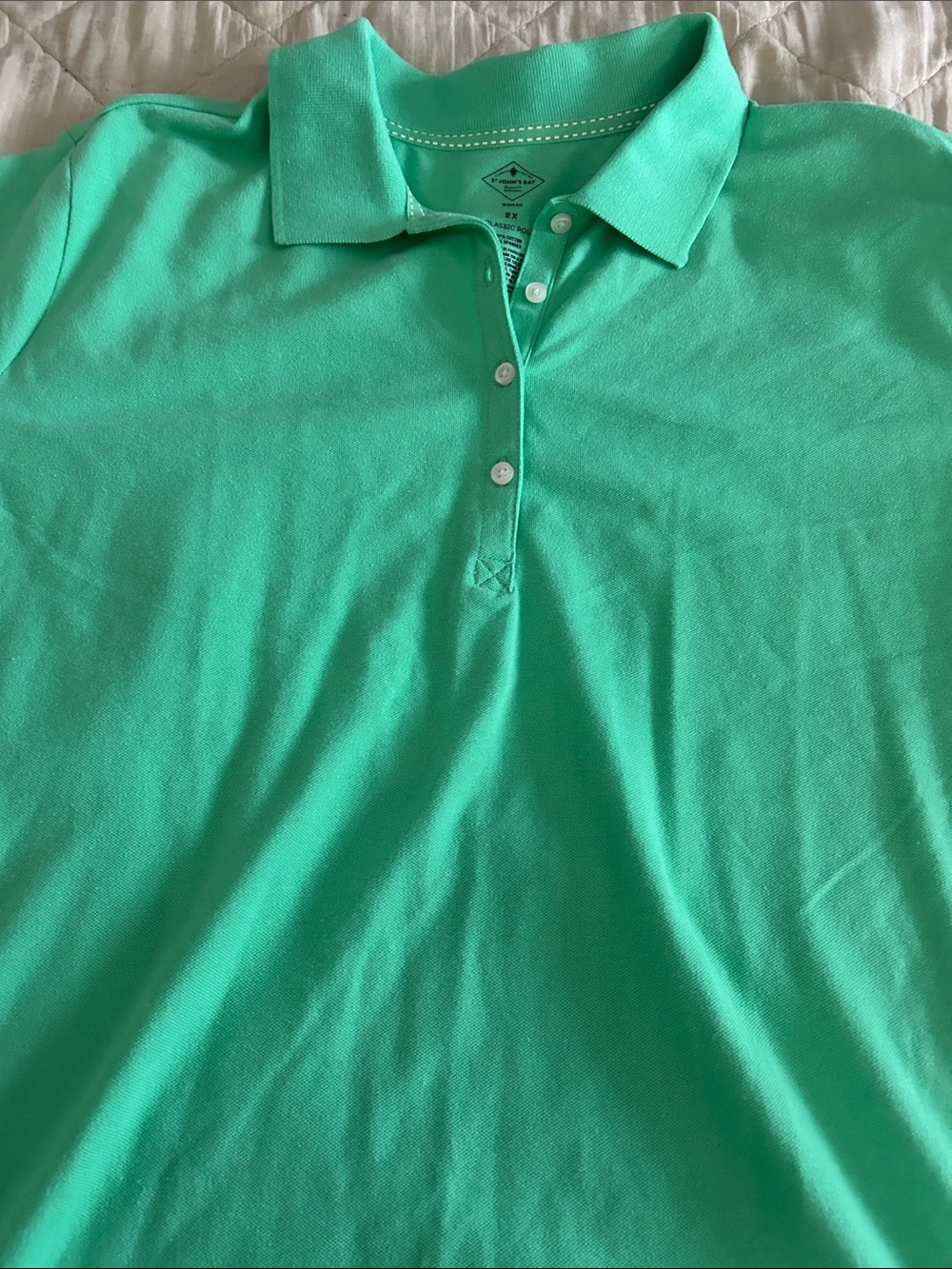 St. John's Bay Mint Green Button-Front Polo